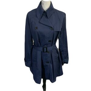 Ralph Lauren Navy Double-Breasted Trench Coat with Belt